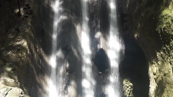 Steady shot of a waterfalls with three distinct flows of water, called Binalayan falls in Samboan, Cebu, Philippines. - Footage, Video