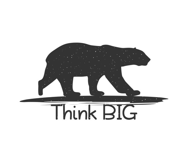 Μαύρη αρκούδα με εισαγωγικά Think Big. - Διάνυσμα, εικόνα