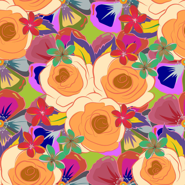 Multicolor seamless floral pattern. Vector abstract floral background. - Wektor, obraz