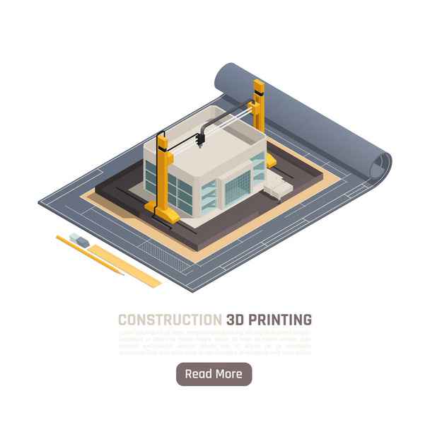 3d Printing Isometric Composition - Vector, Image