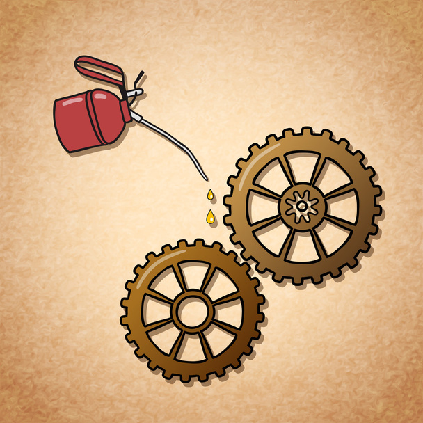 Smoothly spinning gears symbol - Vector, Image