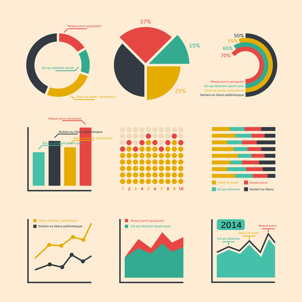 Grafiken und Diagramme für Unternehmensbewertungen - Vektor, Bild