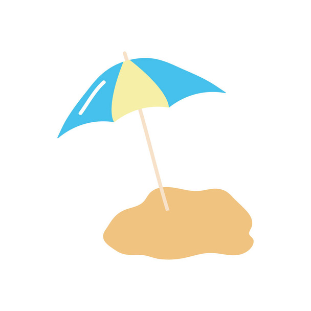 nyári koncepció, napernyő homok ikon, lapos stílus - Vektor, kép
