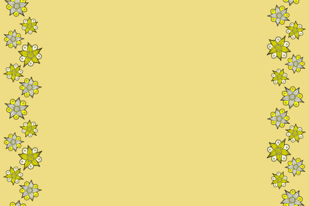 Flores de acuarela vertical vintage (dibujadas a mano). Patrón inconsútil de flores abstractas negras, amarillas y grises con espacio para copiar (lugar para su texto
). - Foto, imagen