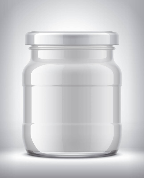 Glass Jar with Dairy Food on Background.  - Photo, Image