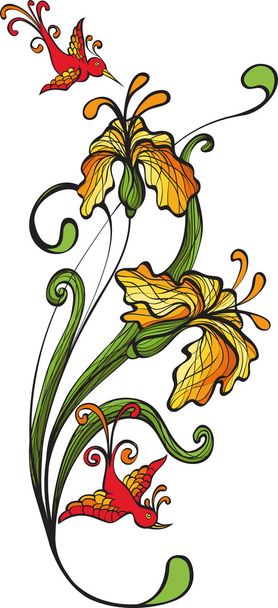 Flowers and butterfly - Vector, Image