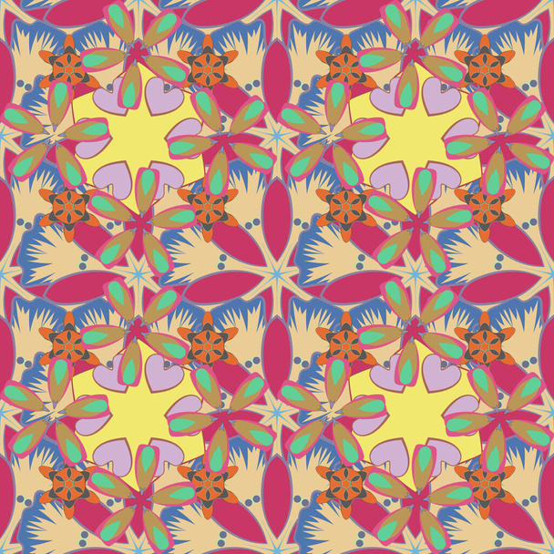 Vector illustratie. Zachte waterkleur bloemenprint - naadloos patroon in roze, beige en blauwe kleuren. - Vector, afbeelding