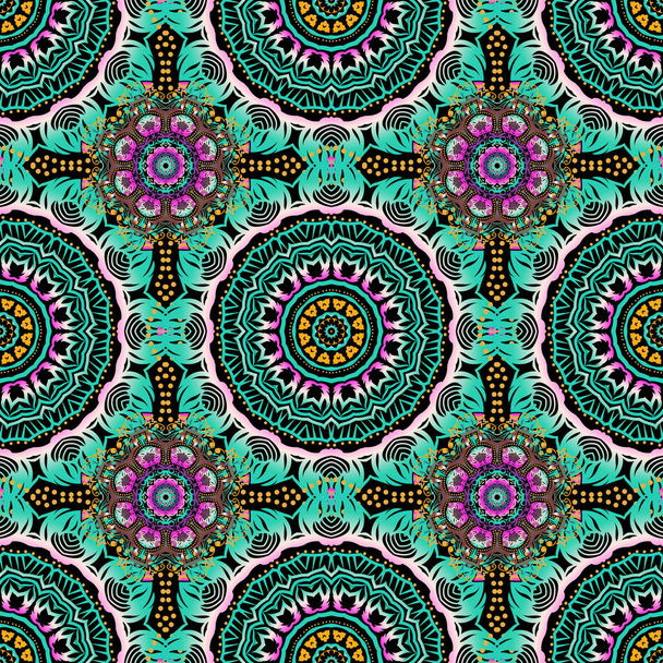 Elegant seamless pattern with doodles and Mandala elements. Nice hand-drawn seamless vector illustration. - Vector, Image