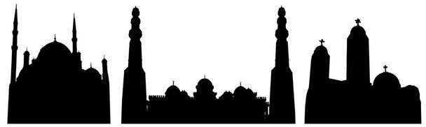 Mezquitas de Egipto, conjunto de siluetas. Ilustración vectorial
 - Vector, imagen