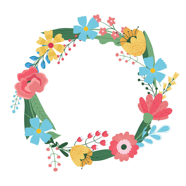 Drawing of flower wreath, a holiday gift. Vector illustration for a cover, poster or card for a holiday. - Διάνυσμα, εικόνα
