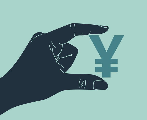 ręka symbol jenów - Wektor, obraz