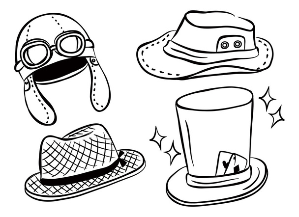 Conjunto de sombrero doodle
 - Vector, Imagen