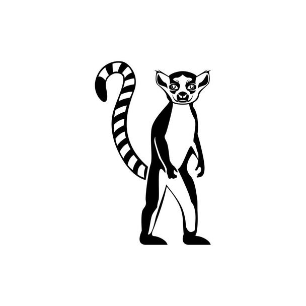 Vector lemur silhueta vista lateral para logotipos retro, emblemas, emblemas, rótulos modelo vintage elemento de design. Isolado sobre fundo branco
 - Vetor, Imagem