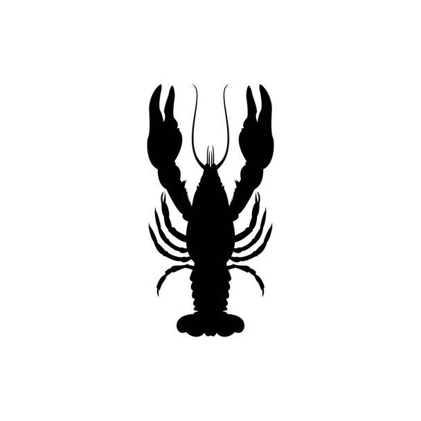 Ícone de silhueta de lagosta em fundo branco. Vetor - Vetor, Imagem