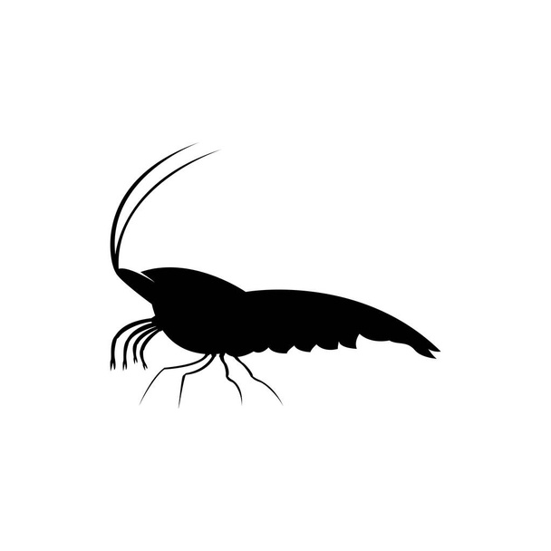 Shrimp silhouette. Isolated shrimp on white background. Prawns - Vector, Image