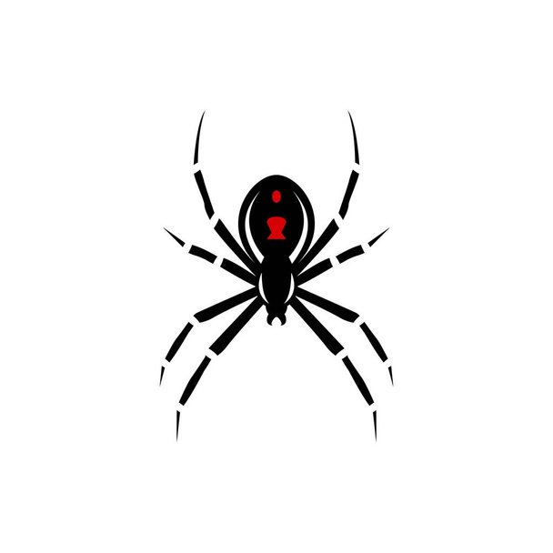 Fekete pók sziluett, közelkép pók, ijesztő nagy pók elszigetelt fehér, mérgező szekta, arachnofóbia háttér, pók vektor ikon - Vektor, kép
