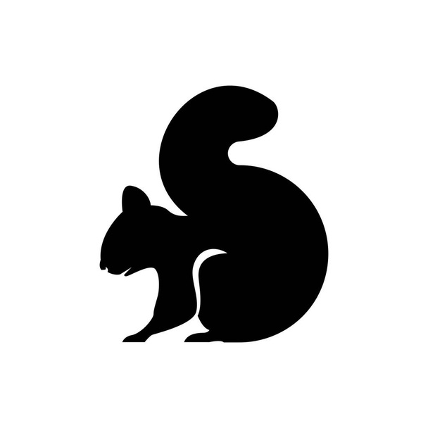 Vektor mókus sziluett nézet oldalán retro logók, emblémák, jelvények, címkék sablon vintage design elem. Fehér alapon elszigetelve - Vektor, kép