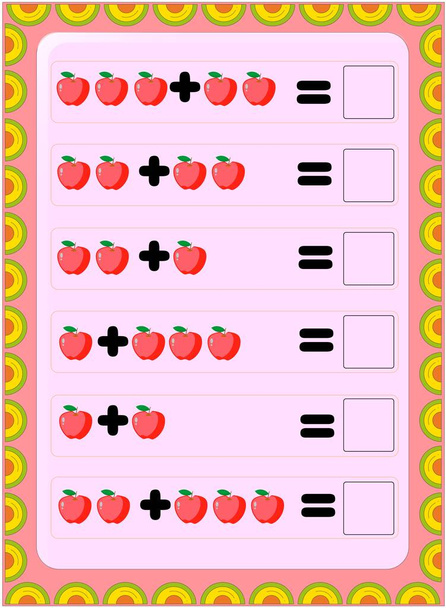 Školní batole matematika s červeným designem jablek - Vektor, obrázek