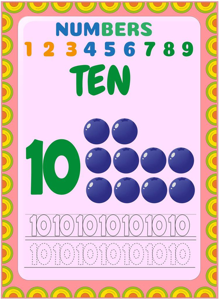 Preschool and toddler math with blueberry fruit design - Vector, Image