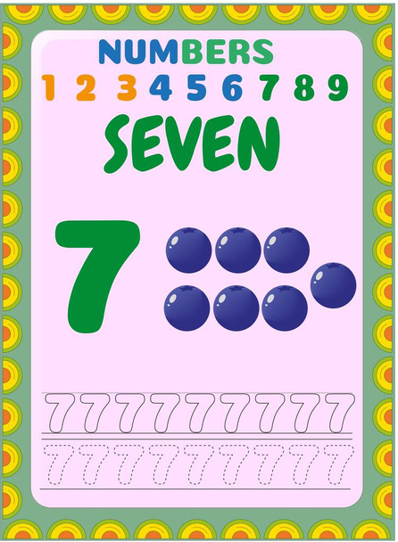 Preschool and toddler math with blueberry fruit design - Vector, Image