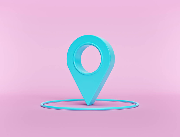 térkép mutató vagy helymeghatározó pin szimbólum elszigetelt pasztell rózsaszín háttér. Minimális stílus. 3D-s renderelés - Fotó, kép