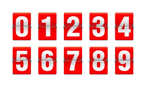 Flip countdown clock - red counter timer - Vector, Image