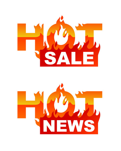 Hot sprzedaż i gorące przyciski wiadomości - Wektor, obraz