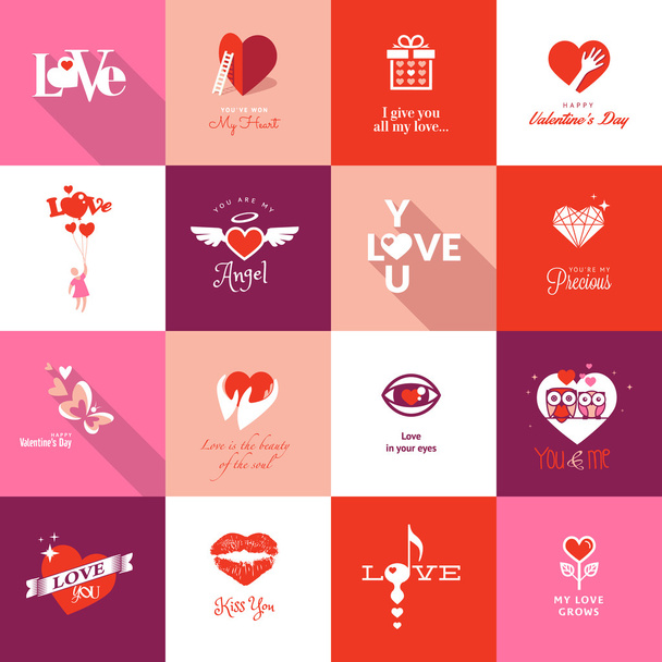 Conjunto de iconos del día de San Valentín - Vector, imagen