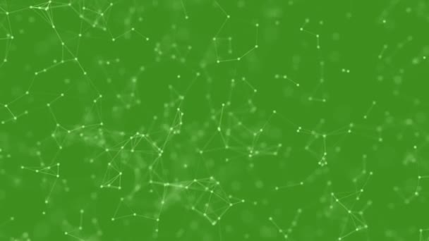 Geanimeerde groene abstracte plexus achtergrond met zwevende structuren. - Video