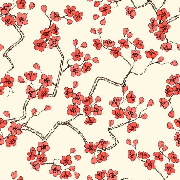 Sakura άνθη χωρίς ραφή πρότυπο - Διάνυσμα, εικόνα