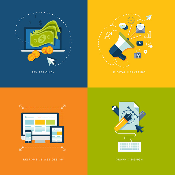 Set di icone di design piatto per servizi web e mobile e applicazioni
 - Vettoriali, immagini