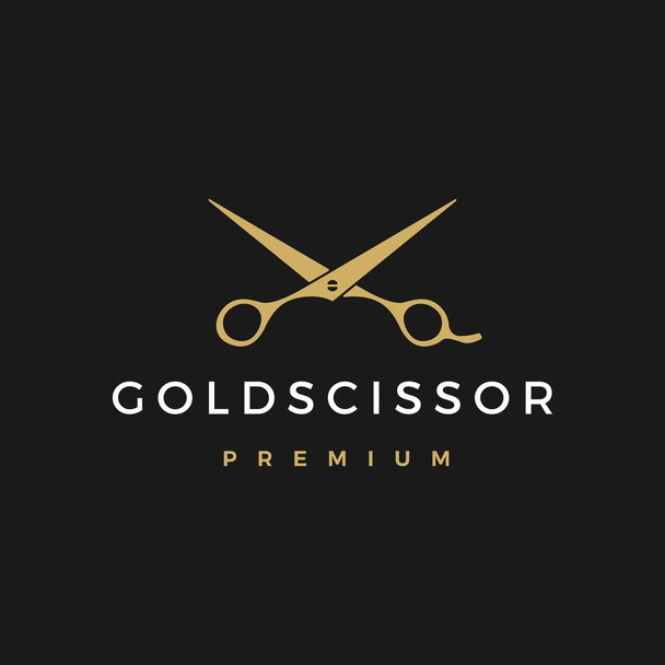 gold scissor logo vector icon illustration - Vector, Image