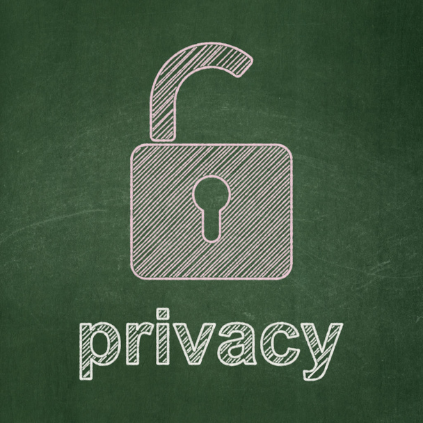 Концепция безопасности: Открытие замка и конфиденциальность на фоне доски
 - Фото, изображение