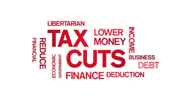 4k Tax Cuts Animated Tag Word Cloud, Text Design Animation Kinetic Typography. - Záběry, video