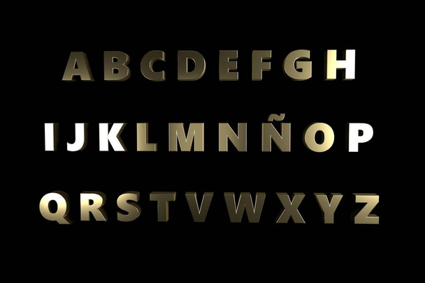 Золотые прописные буквы обои. 3D рендеринг. 3d иллюстратор
. - Фото, изображение