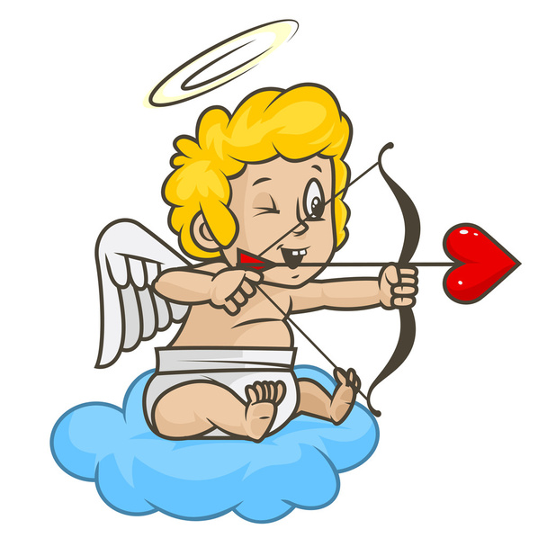 Cupid scheuten van boog - Vector, afbeelding