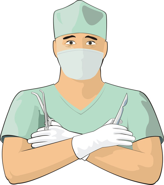 Chirurg mit medizinischen Werkzeugen - Vektor, Bild