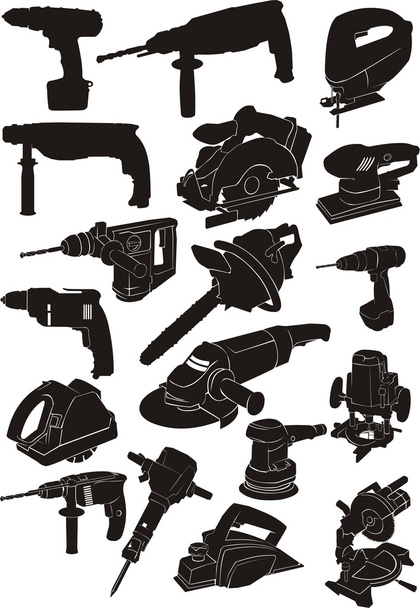 Electric tool silhouettes - Vector, Image