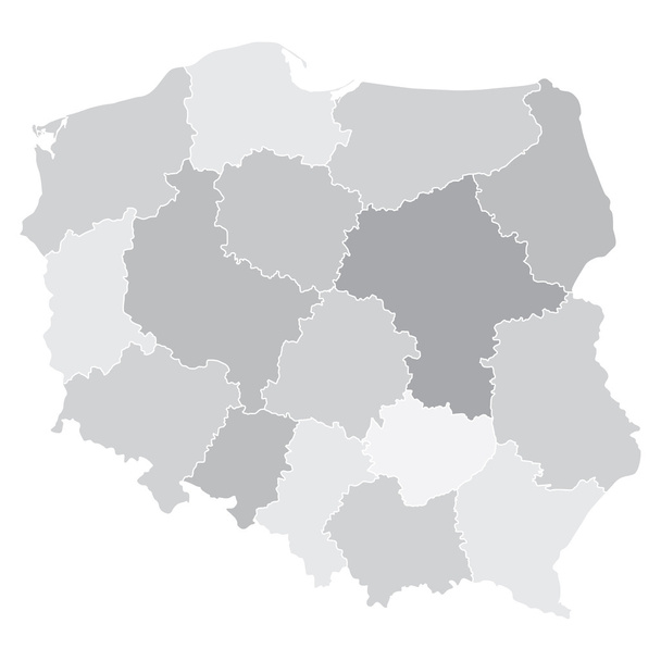 χάρτη της Πολωνίας με voivodeships - Διάνυσμα, εικόνα