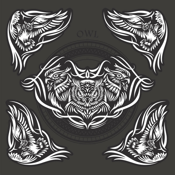 Stylized vector illustration of an owl - Vektor, kép