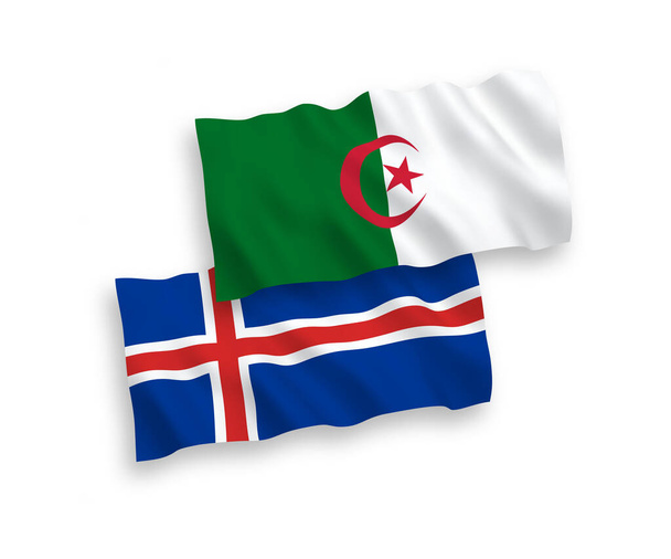 vlajky Islandu a Alžírska na bílém pozadí - Vektor, obrázek