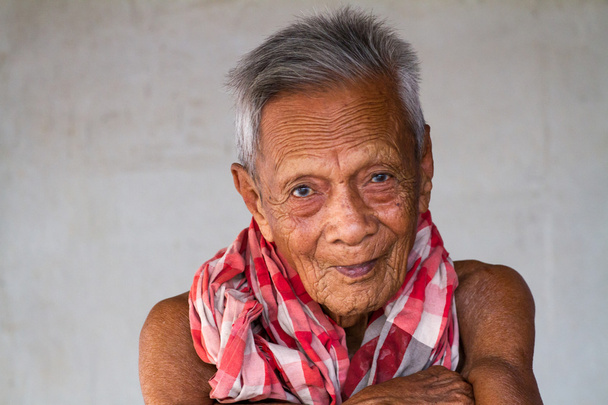 asian old senior man candid portrait - Zdjęcie, obraz