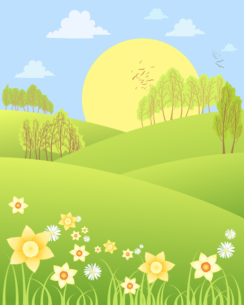 spring scenery - Vector, Image