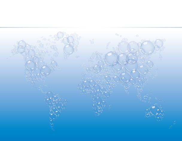 Mapa del mundo abstracto hecho de burbujas de aire bajo la superficie del agua
 - Vector, imagen