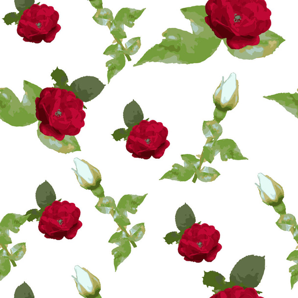 Rose flowers seamless pattern design, watercolor style, textile fashion design - Vector, imagen