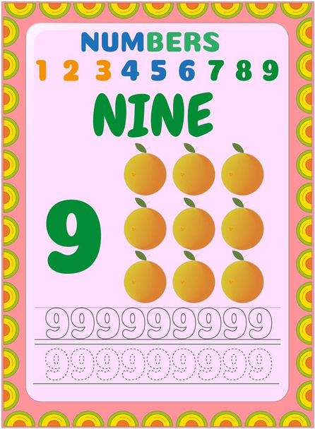 Matematica prescolare e infantile con disegno di frutta arancione
 - Vettoriali, immagini