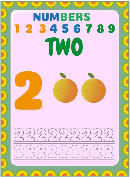 Matematica prescolare e infantile con disegno di frutta arancione
 - Vettoriali, immagini