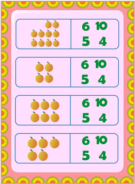 Preschool and toddler math with orange fruit design - Vector, Image