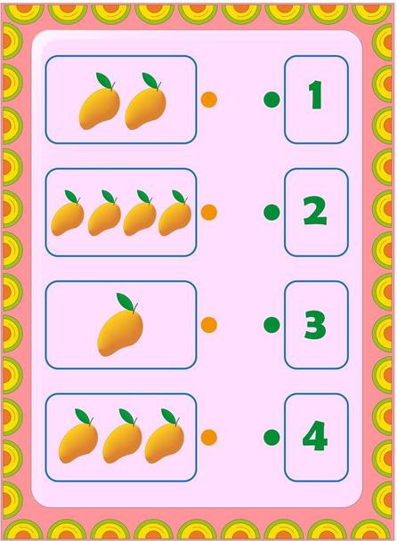 Školka a batole matematika s mango ovoce design - Vektor, obrázek