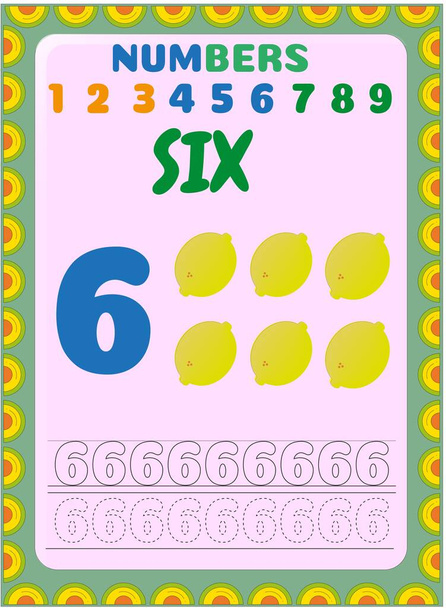 Matemáticas preescolares y de niños pequeños con diseño de frutas de limón
 - Vector, Imagen